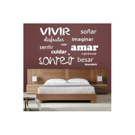 vinilos de textos Vivir, sonreir, Amar,...