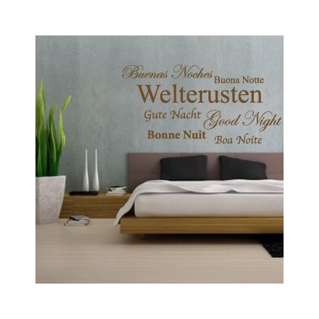 Vinilos texto Buenas Noches idiomas