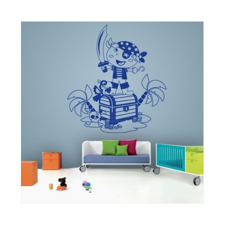 Vinilos de niño pirata y tesoro