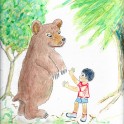 Vinilo Dibujo niño con oso