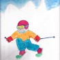 Vinilo Dibujo niño esquiador