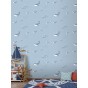 Papel Pintado Infantil delfines y ballenas azul foto ambiente