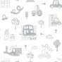 Papel Pintado Infantil coches en ciudad gris