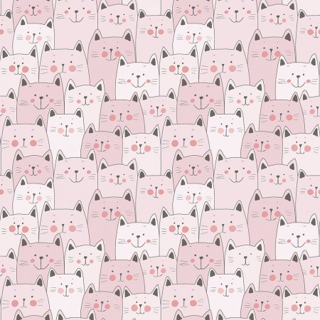 Papel Pintado Infantil gatitos rosas