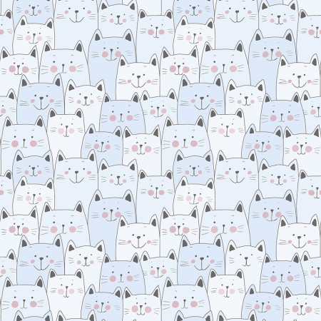 Papel Pintado Infantil gatitos azules