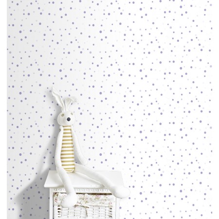 Papel Pintado Infantil circulitos morados foto ambiente