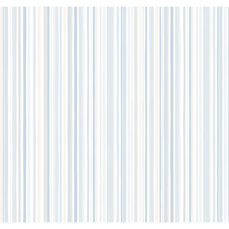 Papel Pintado Infantil de rayas finas multicolor en tonos Azules
