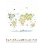 Papel Pintado Mural Infantil mapamundi con animales de diferentes paises Multicolor