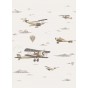 Papel Pintado Mural Infantil avionetas vintage en el cielo tonos beige