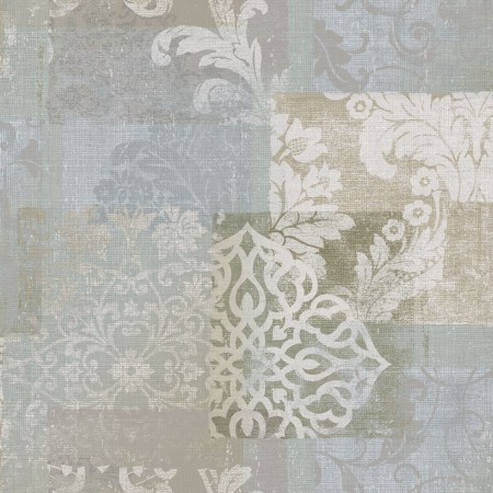 Papel pintado vinílico tela Jacard flores verde