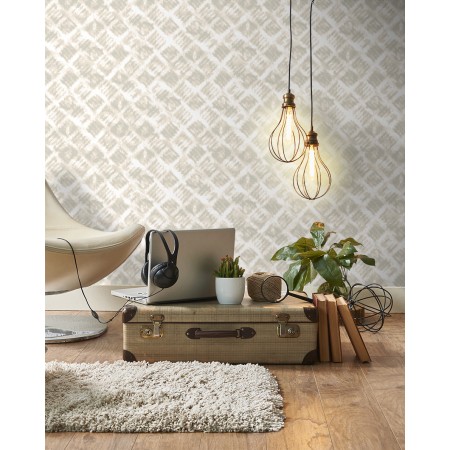 Papel pintado vinílico Geométrico azulejos vintage beige