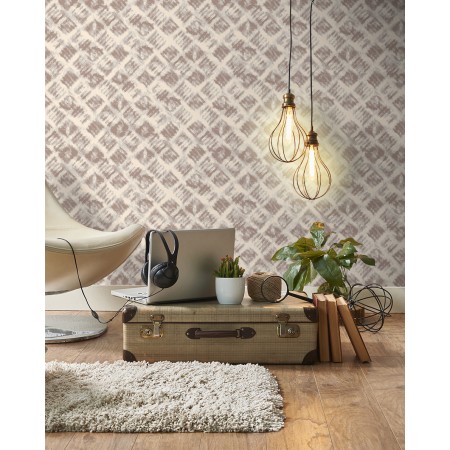 Papel pintado vinílico Geometrico azulejos vintage marrón