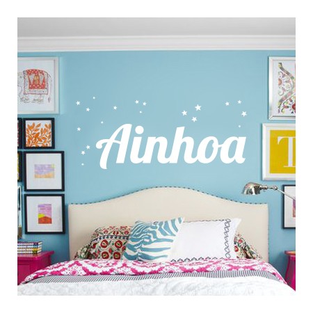 Vinilo nombre Ainhoa mariposas estrellitas