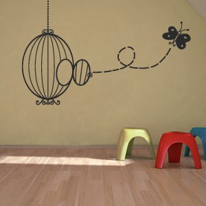 Vinilos Jaula con mariposa