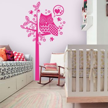 1919 Vinilos búho en árbol