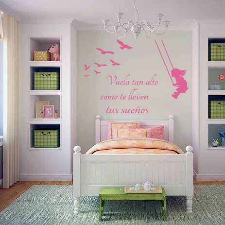 Vinilos Columpio con niña y texto