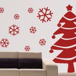 Vinilos árbol y nieve navidad
