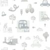 Papel Pintado Infantil coches en ciudad gris