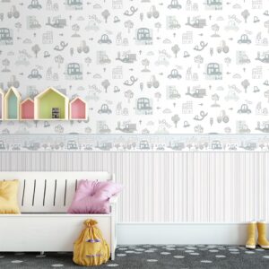 Papel Pintado Infantil coches en ciudad gris