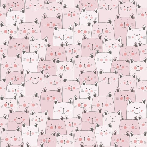 Papel Pintado Infantil gatitos rosas