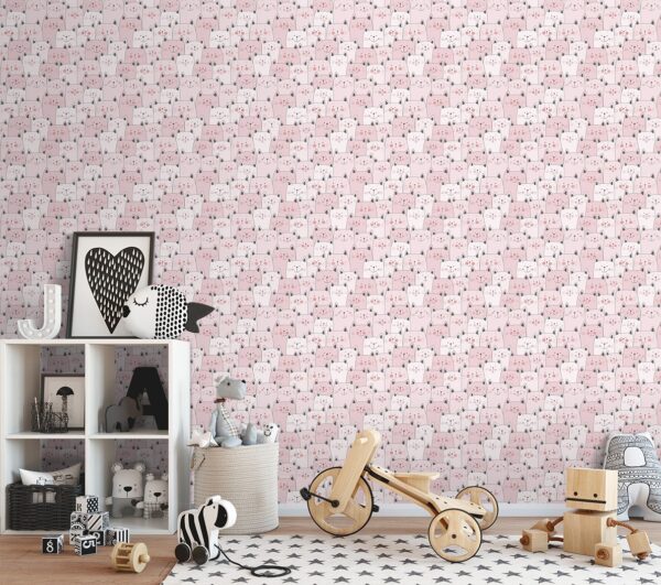 Papel Pintado Infantil gatitos rosas