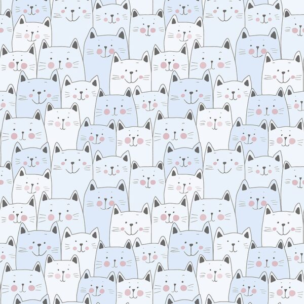 2581-2 Papel Pintado Infantil gatitos azules