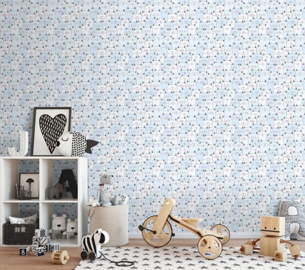 2582-2 Papel Pintado Infantil gatitos azules