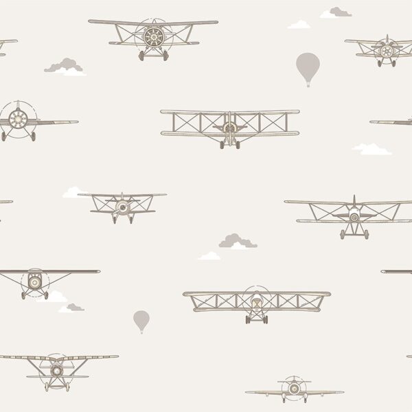 2584-2 Papel Pintado Infantil aviones vintage beige