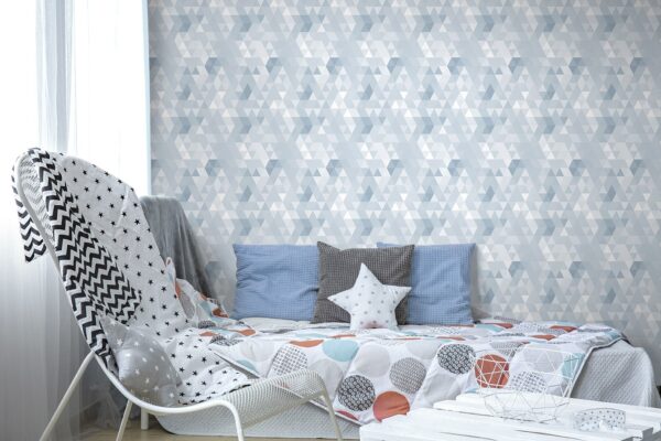 Papel Pintado Infantil Abracadabra triángulos azules