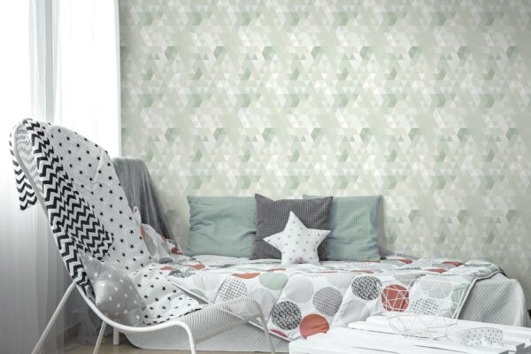 Papel Pintado Infantil Abracadabra triángulos verdes