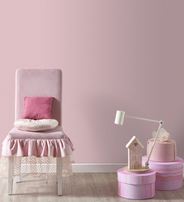 Papel Pintado Rosa Bolitas topo en efecto relieve