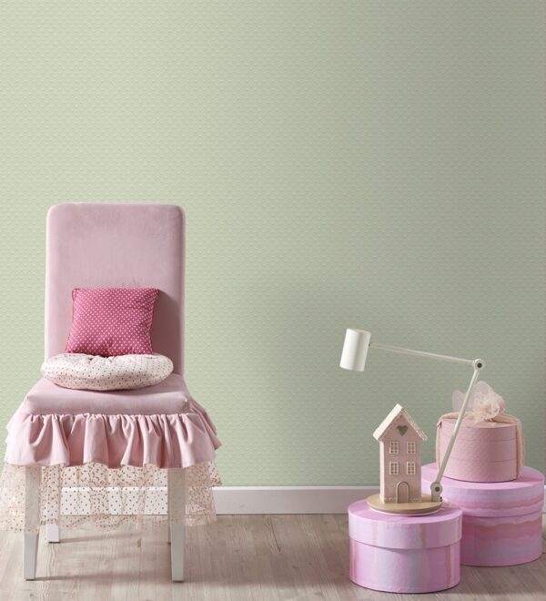 Papel Pintado Verde Bolitas topos en efecto relieve