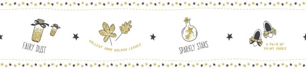 Papel Pintado Cenefa Infantil de hadas tonos amarillos