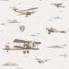 2677-3 Papel Pintado Mural Infantil avionetas vintage en el cielo tonos beige