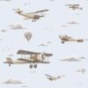 Papel Pintado Mural Infantil avionetas vintage en el cielo tonos azules
