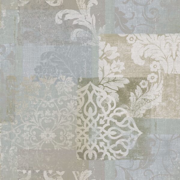 Papel pintado vinílico tela Jacard flores verde