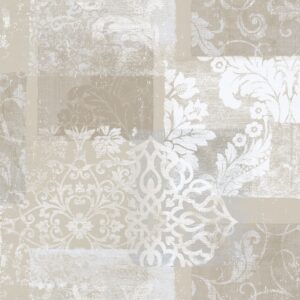 Papel pintado vinílico tela Jacard flores beige