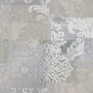 Papel pintado vinílico tela Jacard flores Gris