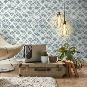 Papel pintado vinílico Geométrico azulejos vintage azul verde