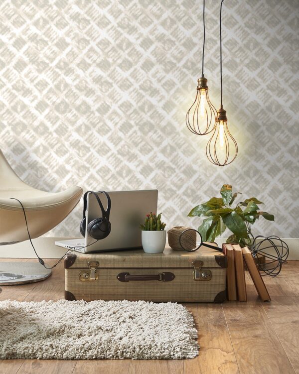 Papel pintado vinílico Geométrico azulejos vintage beige