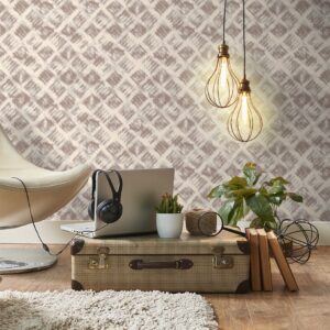 Papel pintado vinílico Geometrico azulejos vintage marrón