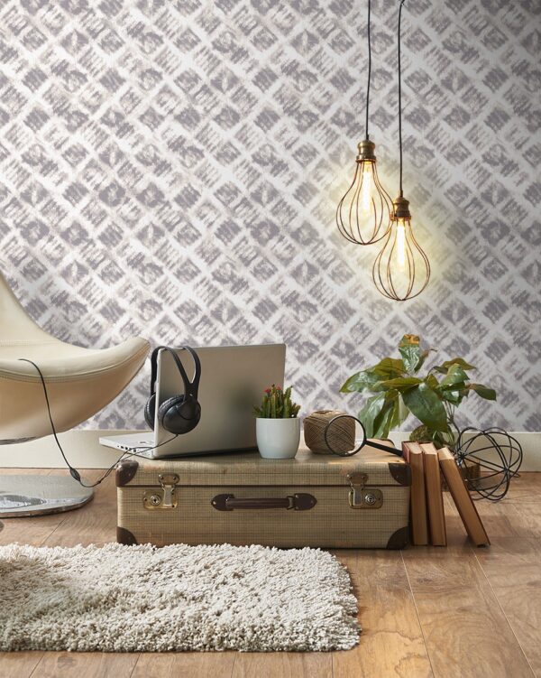 Papel pintado vinílico Geometrico azulejos vintage Gris