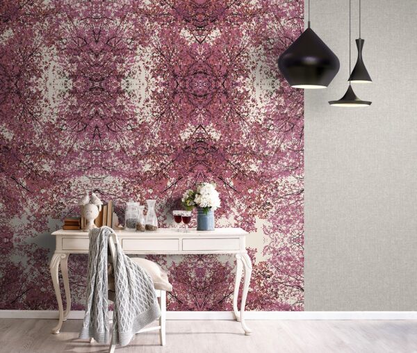 Papel pintado vinílico tela Rafia granate