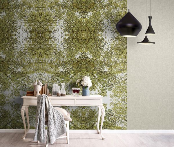 Papel pintado vinílico tela Rafia verde