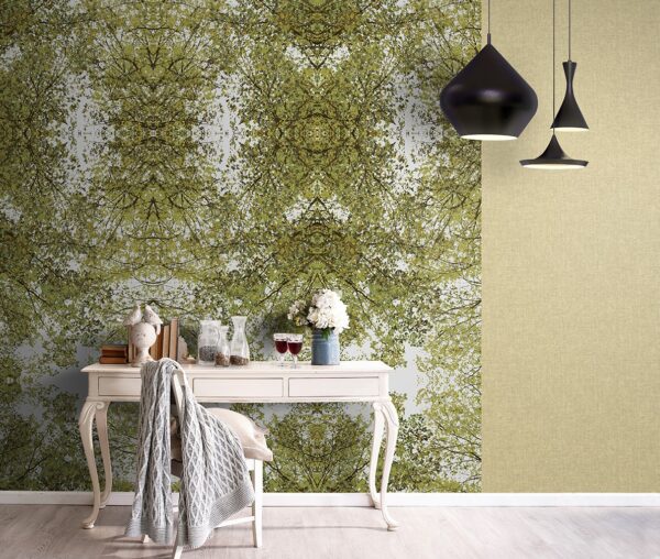 Papel pintado vinílico tela Rafia verde oscuro