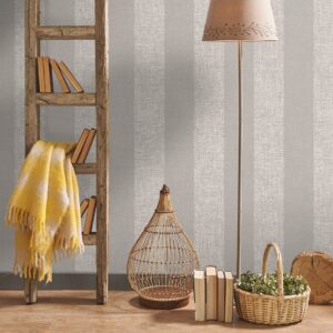 Papel pintado vinílico rayas tela Rafia granate