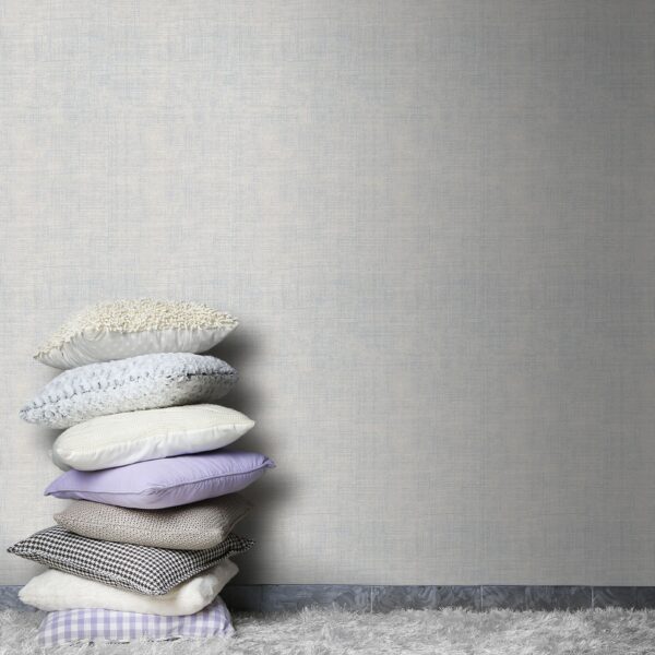 Papel pintado vinílico tela Lino azul