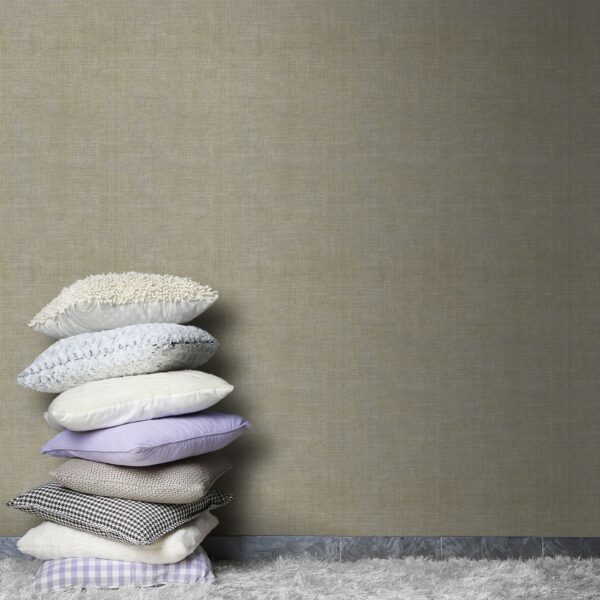 Papel pintado vinílico tela Lino verde oscuro