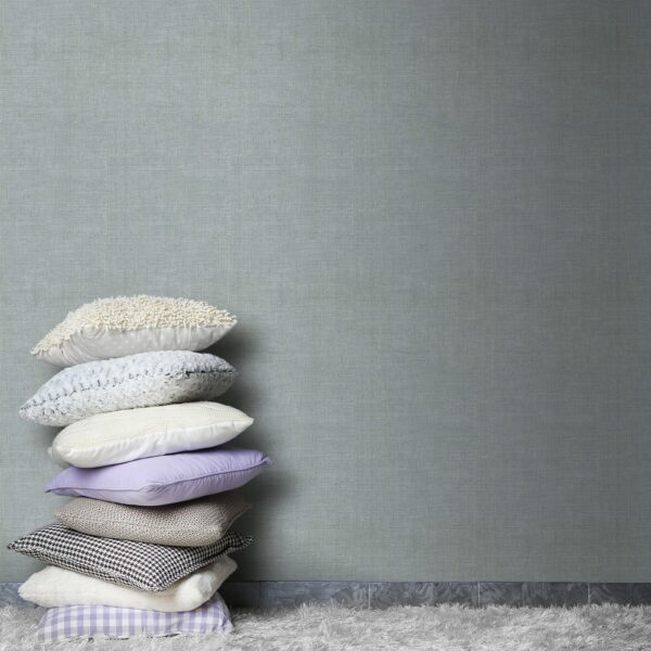 Papel pintado vinílico textura Lino azul