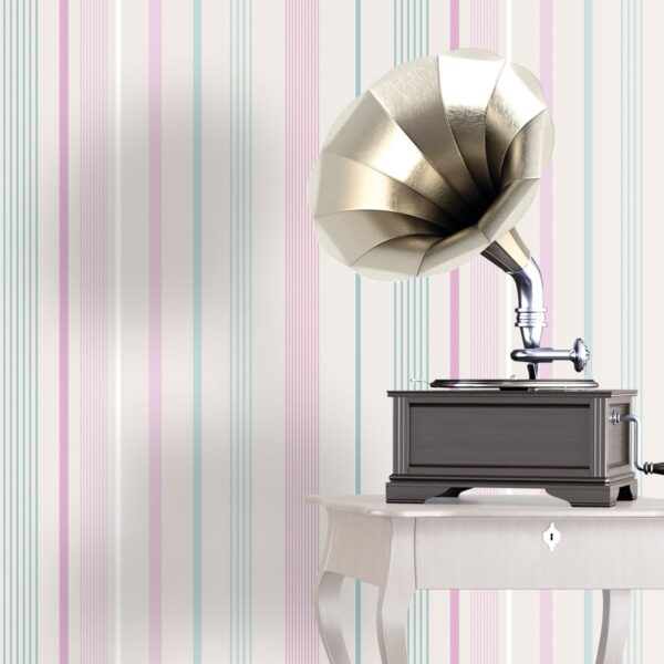 Papeles pintados de Diseño de rayas de diferentes grosores tonos pastel